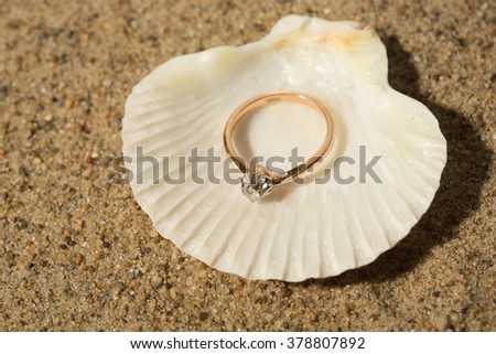 Wedding ring in a shell