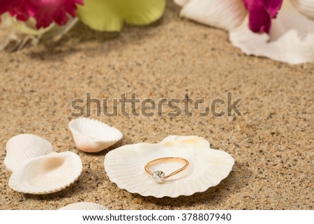 Wedding ring in a shell