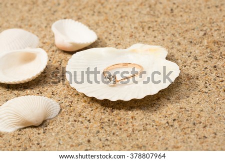 Wedding ring in a shell