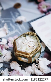 Wedding rings and decoration - Shutterstock ID 1192122277