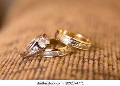 wedding rings and married documents, satin pillow, detail, jewelery, wedding decorations, - Shutterstock ID 1032394771