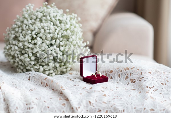 Wedding Rings Red Velvet Box Bridal Stock Photo Edit Now 1220169619