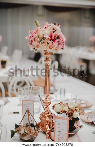 Wedding Rose Gold Decorations Stock Photo Edit Now 766705270