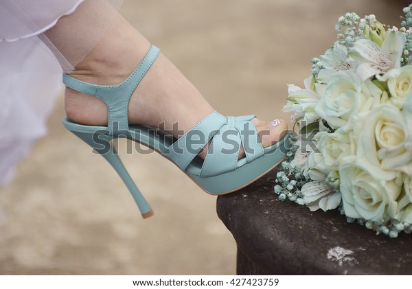 mint green bridal shoes