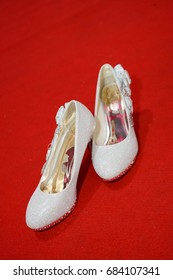 Wedding Shoes White On Red Carpet