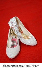 Wedding Shoes White On Red Carpet