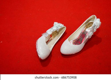 Wedding Shoes White On Red Carpet