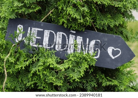 Wedding sign. Pointer (arrow) with 