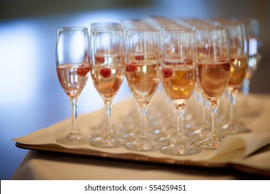 Wedding Sparkling Wine, Champagne Detail - Traditional Toast Inviting To Bride And Groom.