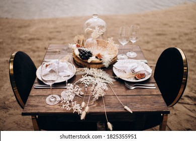 Wedding table decoration boho style autumn