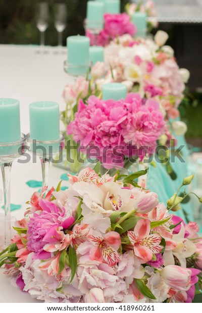 Wedding Table Decoration Mint Pink Colors Stock Image Download Now