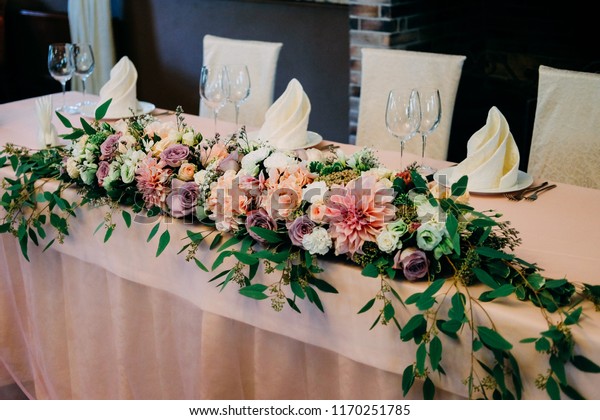 Wedding Table Flower Decoration Glass Vase Stock Photo Edit Now