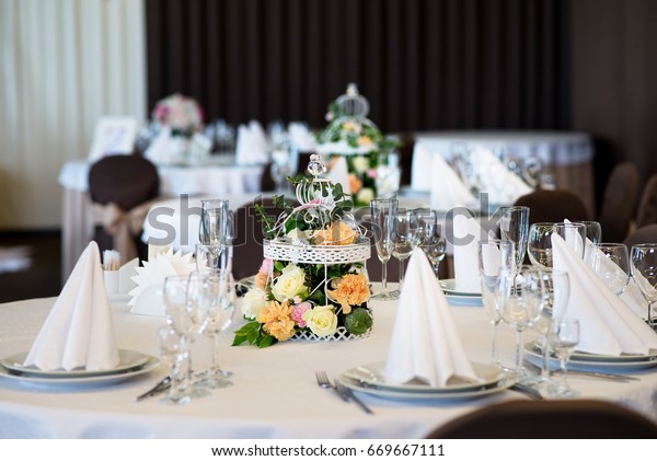 Wedding Table Settings Flower Birdcage Shabby Stock Photo Edit