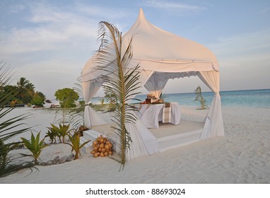 Wedding Tent In The Maldives At Sunset