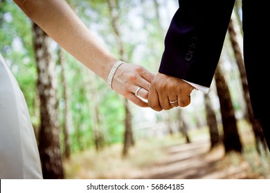 Wedding Theme, Holding Hands Newlyweds