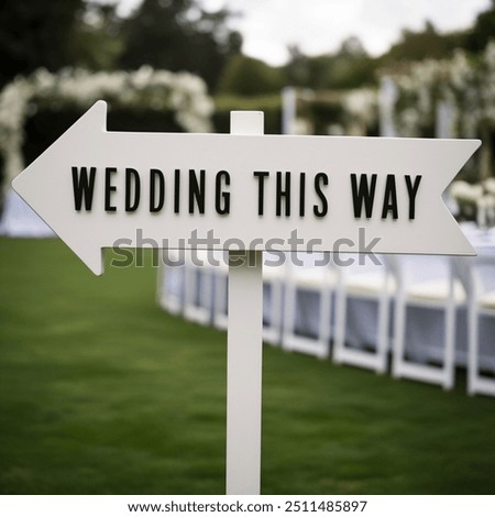 Wedding this way, wedding sign board, marriage, ceremony,   arrow