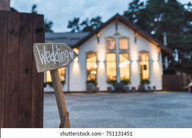 Wedding Venue Place With Wooden Plate