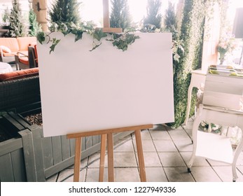 Wedding wood board with copy space in ceremony.