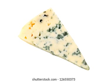 Wedge Of Blue Cheese Isolated On White