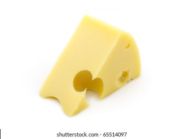 Wedge Of Cheese On White