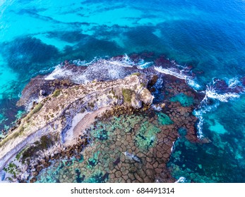 Wedge Island Reef, Western Australia. Aerial Photography By A Drone