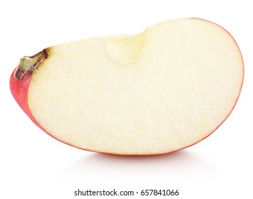 Wedge Of Red Apple Fruit Without Seed Isolated On White Background. Red Apple Slice With Clipping Path