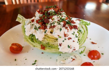 Wedge Salad With Bacon And Blue Cheese.                                