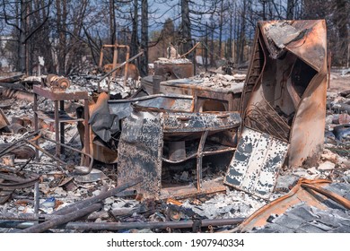 Weed California Fire Burnt Home Debris 