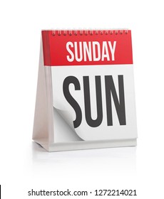 Week Calendar, Sunday Page, Isolated on White