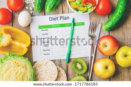Weekly diet plan. The concept of proper nutrition. Selective focus. nature.