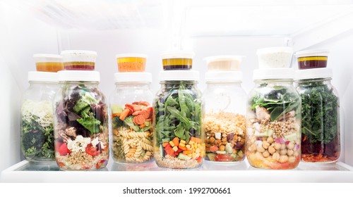 Weekly Meal Prep Mason Jar Salads In The Fridge