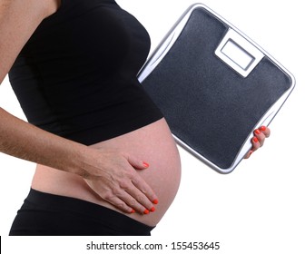 Weight Gain During Pregnancy With Pregnant Woman Holding Scale