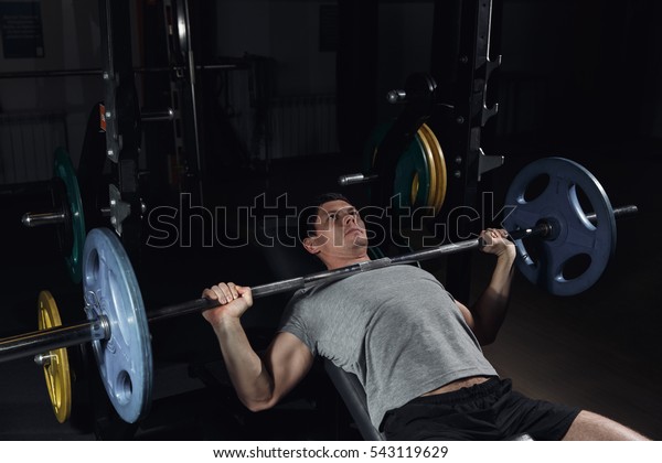 Weight Lifter Bench Press Lifting Barbell Stock Photo Edit Now