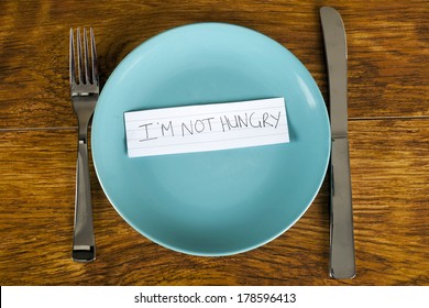 Weight Loss Concept Not Hungry Message On Plate