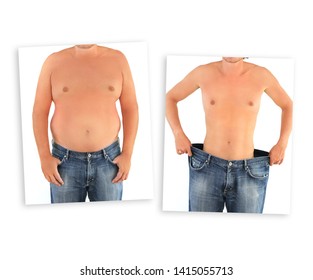 Weight Loss, Diet, Male Body,comparison Before And After