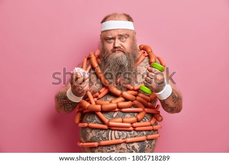 Similar – Image, Stock Photo man and donut Food Dessert