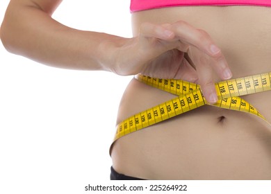 Weight loss woman with a measurement tape