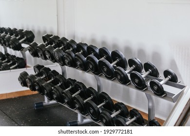 Weight set in the gym.Concept of sport and health.