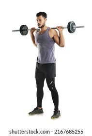 Weights and willpower. Studio shot a young man working out with a barbell against a white background.