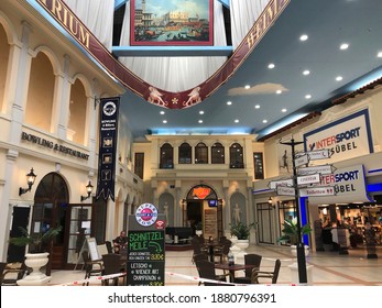 Weimar, Germany - July 14, 2020: Weimar Atrium Shopping Mall Interior