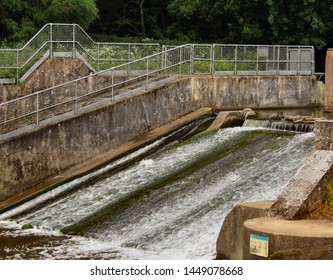 weir with a waterfall at East Peckham