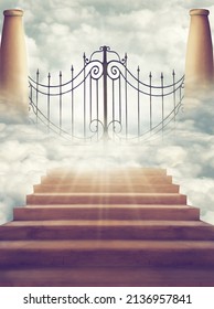 Welcome to the afterlife. Shot of the Pearly Gates of Heaven.