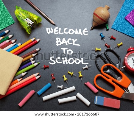 Welcome Back to School Text on Green Chalkboard