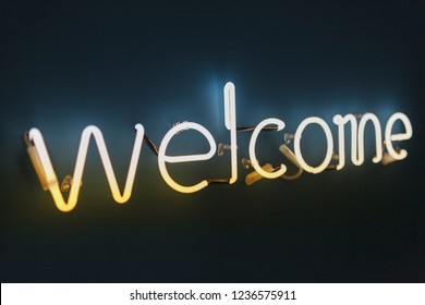 Welcome Blue Realistic Neon Sign