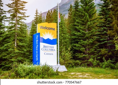 Welcome to British Columbia, welcoming sign to the famous state of Canada