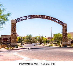 Welcome to Carefree, Arizona Desert Gardens and Sundial - Shutterstock ID 2032603448
