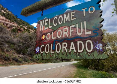 Welcome to Colorful Colorado State Road Sign near Utah/Colorado border going towards Norwood Colorado