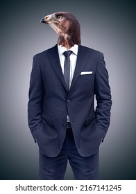 Welcome To The Corporate Jungle. Conceptual Image Of Animal Heads On Business People.