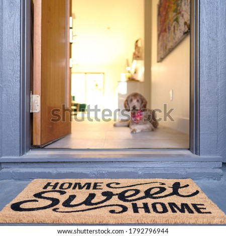 Welcome Door Mat with Pet Dog