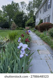 Welcome entry path to house in spring bloom